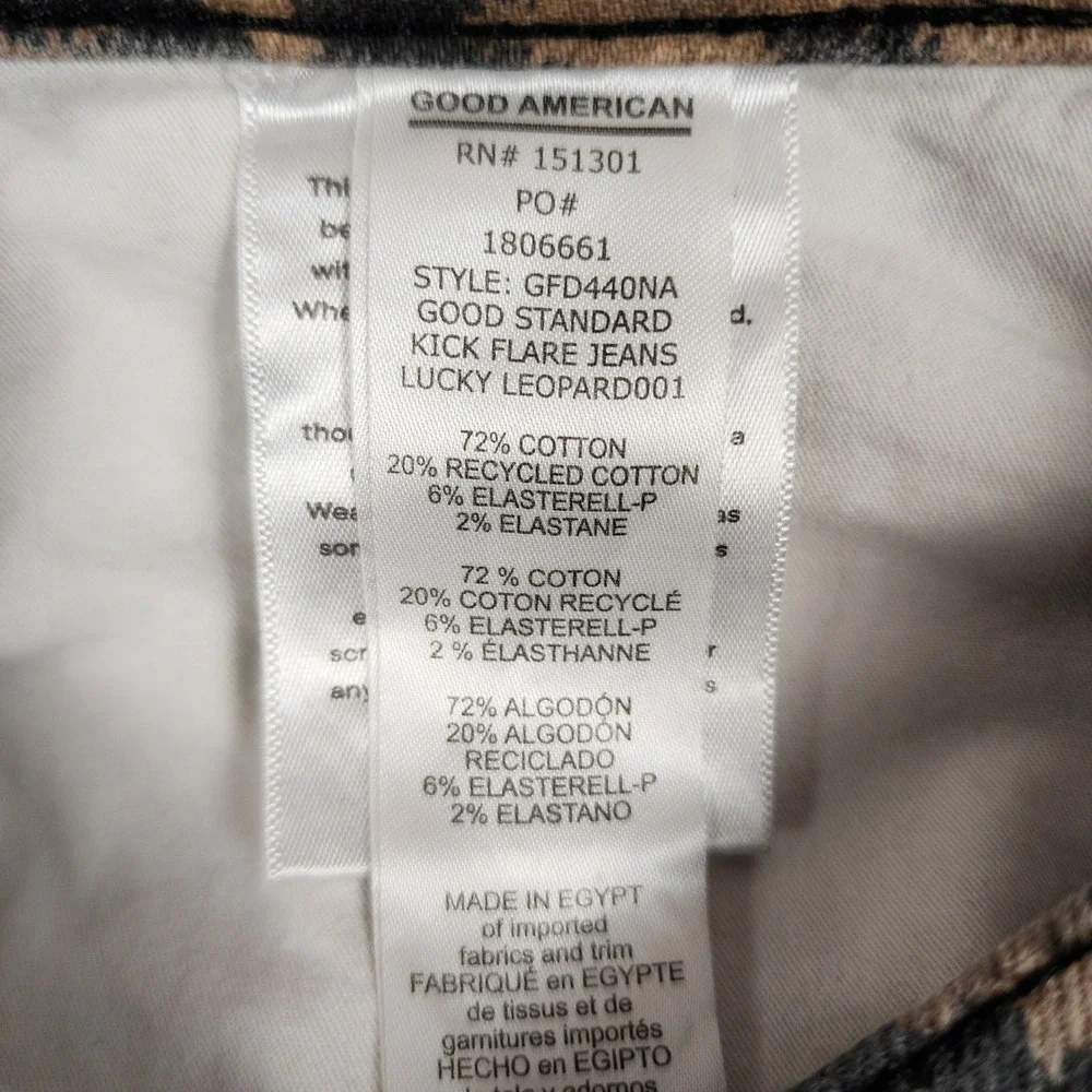 Good American Good Standard Kick Flare Jeans Lucky Leopard High Rise 10/30 - Picture 12 of 15